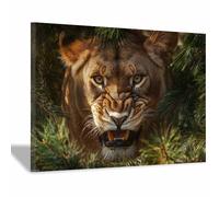 PUQAAEO Impression sur toile d'animaux Foresta tibetana décoration murale, grande œuvre d'art moderne,pour salon,chambre, cuisine,salle à manger,salle de bain(verde88)-70x100cm Incorniciato