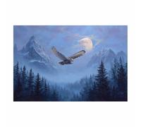 PUQAAEO Poster con animali Notte della Montagna della Luna del Gufo Decorazione Murale Camera da Letto Cucina Quadri Moderni Soggiorno Grafica Immagini Wall Art(Multicolore)-40x60cm Non incorniciato