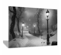 PUQAAEO Quadro su Tela,Decorazione Parete Vista sulla strada Quadri Moderni Astratti Stampe Camere da Letto, Idea Regalo Elegante(Bianco e nero)-30x45cm Incorniciato