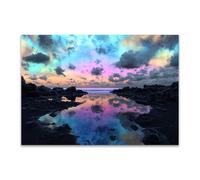 PUQAAEO Stampa artistica da parete Le nuvole e chi per soggiorno, decorazione per casa, camera da letto, decorazione da parete moderna(Violetta)-40x60cm Non incorniciato