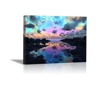 PUQAAEO Stampa artistica da parete Le nuvole e chi per soggiorno, decorazione per casa, camera da letto, decorazione da parete moderna(Violetta)-80x120cm Incorniciato