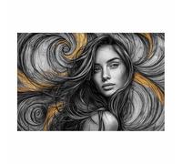 PUQAAEO Stampa su tela, poster astratto da ragazza, bella donna femminile, decorazione per la casa, per bagno, soggiorno, camera da letto, bar, corridoio, 60 x 90 cm, senza cornice