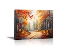 PUQAAEO stampe artistiche da parete su tela moderne Vista astratta dipinti per camera da letto, soggiorno, cucina, decorazione da parete di casa(arancione)-80x120cm Incorniciato