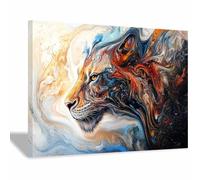 PUQAAEO tableau d'œuvres d'art animales Leone dell'arte art mural populaire, pour la décoration murale du salon, de la chambre à coucher, Bureau et cuisine(multicolore98)-70x100cm Incorniciato