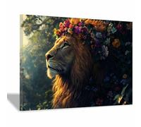 PUQAAEO Toile d'animaux amusants Fiore e leone Affiche d'art imprimée, pour le salon, la chambre,couloir,bureau,la salle de bain,l'hôtel ou le café(multicolore49)-30x45cm Incorniciato