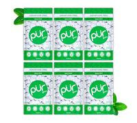PUR Gum, Gomma Da Masticare Senza Zucchero, Con Xilitolo, Vegana, Senza Aspartame e Senza Glutine, Gomma Naturale Al Sapore Di Spearmint, 55 Pezzi, Confezione da 6