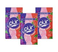PUR Jumbo Gum | Gomme da Masticare Senza Aspartame | Con Xilitolo | Gusto Naturale Bubblegum, Grape, Watermelon, 20 Pezzi (Confezione da 3)