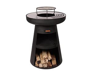 PUR LINE | Barbecue in acciaio con griglia in acciaio inox e funzione braciere - Barbecue diametro 60 cm, include copertura impermeabile, cassetto raccogli-cenere e spazio per la legna