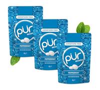 PUR Mints | Caramelos de menta Senza Aspartame | Dolcificate con Xilitolo | Senza Zucchero, Vegane, Senza Glutine | Gusto Naturale Menta| 65 Pezzi in Bustina Richiudibile (3 Confezione)
