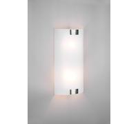 PURA APPLIQUE VETRO RETTANGOLARE GANCI METALLO ACCIAIO L.20 X H.40CM 2 LUCI ATTACCO E27