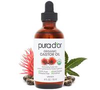 Pura D'Or Olio di ricino (118 ml) 100% puro olio naturale per crescita di peli, sopracciglia, ciglia Olio senza esano pressato a freddo per idratare e curare la pelle secca