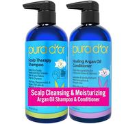 Pura D'Or Scalp Therapy Shampoo & Conditioner Set per Scalp Secco e Pruriginoso - Idrata e Nutre i Capelli con Tea Tree, Argan Oil & Biotin - Tutti i Tipi di Capelli, Uomo Donna - 32 Fluid Ounces