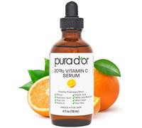 Pura D'Or Siero di vitamina C al 20% (118 mL) con acido ialuronico, acido ferulico, vitamina E, super antiossidanti, olio di argan e aloe vera - Forza professionale
