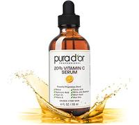 Pura D'Or Siero di vitamina C al 20% (118 mL) con acido ialuronico, acido ferulico, vitamina E, super antiossidanti, olio di argan e aloe vera - Forza professionale