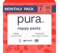 Pura Pannolini Mutandina Eco - Taglia 7 (17kg+), 6 x 16 Pannolini (96 Totali), Pannolini a Mutandina Usa e Getta per Pelli Sensibili e Inclini alle Allergie, Ipoallergenici