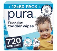 Pura salviette per neonato 720 pezzi 99% acqua per pelle sensibile | 99% acqua con Aloe Vera Bio, senza plastica*, gettabili nel WC*, Allergy UK