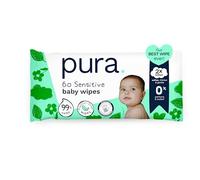 Pura Salviette Umidificate per Bambini, Confezione da 60 Pezzi, Extra Morbide, 3 Strati, 99% Acqua, Senza Plastica, Vegane, Senza Sostanze Tossiche, per Pelle Sensibile e a Tendenza Eczematosa