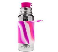 Pura Sport - Borraccia termica in acciaio INOX, 473 ml, con tappo in silicone per sport (plastica atossica certificata, BPA