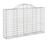 puraday Cesto per gabbioni, 200 x 30 x 120/140 cm, in ferro zincato, struttura stabile, decorazione per esterni, cortile, cortile anteriore, parete per gabbioni rinforzata