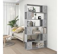puraday Libreria/Divisorio Grigio Cemento 100x24x188 cm Libreria Da Parete Scaffale Da Parete Legno Libreria Moderna Libreria Divisoria Ambiente Design Elegante E Classico