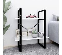 puraday Libreria in legno con 2 ampi scomparti per interni, design minimalista bianco, 60 x 30 x 70 cm