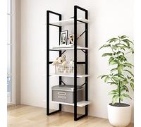 puraday Libreria in legno con 4 ampi scomparti per interni, design minimalista bianco, 60 x 30 x 140 cm