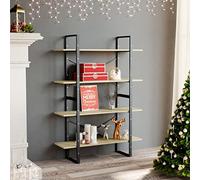 puraday Libreria in legno con 4 ampi scomparti per interni, design minimalista in rovere Sonoma, 100 x 30 x 140 cm