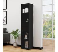 puraday Libreria in legno con 4 ripiani e 2 cassetti, per interni, design minimalista nero, 36 x 30 x 171 cm
