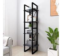 puraday Libreria in legno con 4 scomparti spaziosi, per interni, design minimalista, grigio, 40 x 30 x 140 cm