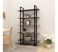 puraday Libreria in legno con 5 ampi scomparti per interni, design minimalista grigio, 100 x 30 x 175 cm