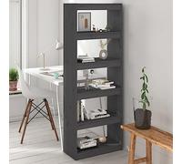 puraday Libreria in legno con 5 ampi scomparti per interni, design minimalista grigio, 60 x 30 x 167,5 cm