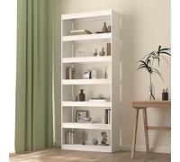 puraday Libreria in legno con 6 ampi scomparti per interni, design minimalista bianco, 80 x 30 x 199,5 cm