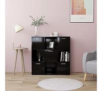 puraday Libreria in legno con 9 ampi scomparti per interni, design minimalista nero, 90 x 30 x 90 cm