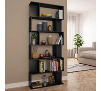 puraday Libreria per soggiorno/stanza, 80 x 24 x 192 cm, in materiale di legno, divisorio versatile, divisorio per stanza, sottile, studio, ufficio, colore nero