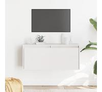 puraday Mobile Porta TV 80x30x35 cm Mobiletto Cucina Mensole da Muro Librerie con Porta Scaffale Mensola Mobile Soggiorno Bianco Versatile Armadietto Parete in Legno Massello di Pino