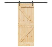 Puraday Porta scorrevole in legno, per interni o camera da letto, mobili d'ingresso, design minimalista marrone e nero, 80 x 210 cm
