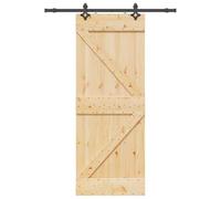 Puraday Porta scorrevole in legno, stile moderno, divisorio per soggiorno, camera da letto, ingresso, design salvaspazio, marrone e nero, 80 x 210 cm