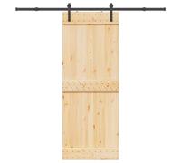 Puraday Porta scorrevole in legno, stile moderno, per ingresso, porta interna, per soggiorno o camera da letto, design salvaspazio, marrone e nero, 80 x 210 cm