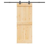Puraday Porta scorrevole in legno, stile moderno, porta interna per soggiorno o camera da letto, arredamento d'ingresso, design minimalista marrone e nero, 80 x 210 cm