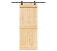 Puraday Porta scorrevole in legno, stile moderno, porta interna per soggiorno o camera da letto, mobili d'ingresso, design salvaspazio, marrone e nero, 80 x 210 cm