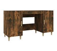 puraday Scrivania per studio, affumicatura, 140 x 50 x 75 cm, materiale robusto, resistente all'umidità, moderno tavolo da ufficio, molto spazio per riporre cartelle