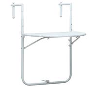 puraday Tavolo sospeso da balcone, bianco, 60 x 64 x 83,5 cm, in plastica, effetto rattan, pieghevole, per balcone, da appendere, per sala da pranzo, piccolo tavolo da balcone da appendere