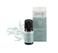 Purae Olio Essenziale di Eucalipto Bio - Olio calmante per le prime vie aeree, 10 ml