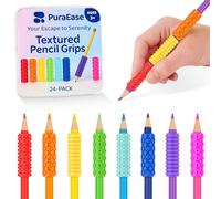 PuraEase - Impugnature testurizzate per bambini, adolescenti e adulti, 24 pezzi di giocattoli sensoriali per alleviare l'ADHD, autismo, ansia e stress, ideali per insegnanti come strumenti