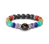 PURAJA Bracciale chakra pietre naturali autentiche | Bracciale premium in pietre preziose | Per una maggiore armonia ed equilibrio | 7 chakra e perline di pietra lavica
