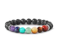 PURAJA Bracciale dei chakra in vere pietre preziose | Bracciale in pietre naturali di prima qualità | Per una maggiore armonia ed equilibrio | 7 chakra e perline di pietra lavica