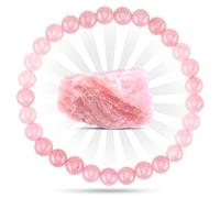PURAJA Bracciale in vera pietra naturale: Quarzo rosa | bracciale a sfera da 6 mm in minerali di alta qualità