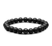 PURAJA Bracciale premium per uomo | Pietra preziosa autentica | Onice con perla in acciaio inossidabile nera | Idea regalo | Scatola porta gioielli di alta qualità