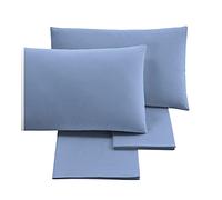 Puraluna Carezze: Completo Letto Queen Size, set di lenzuola MADE IN ITALY (Azzurro, Queen Size)