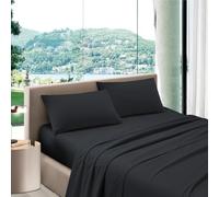 Puraluna Completo Letto singolo 1 Posto, set di lenzuola MADE IN ITALY (Nero, Singolo)